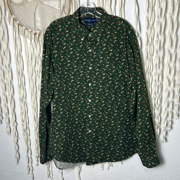 Ralph Lauren Duck Hunting Dog Print Long Sleeve Men's Shirt Custom Fit XL - Picture 1 of 8